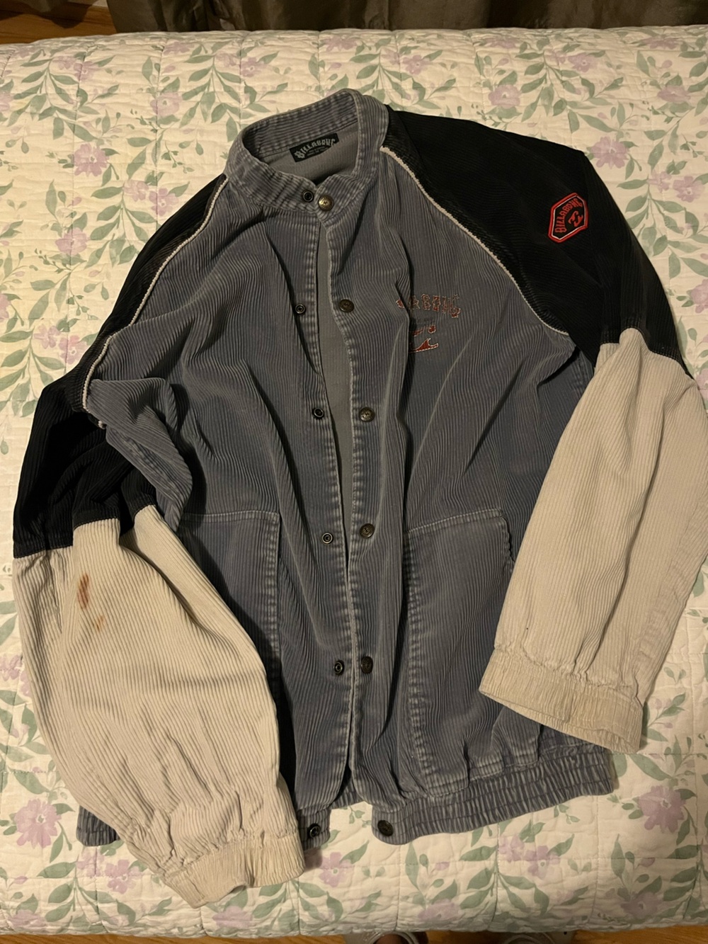 Men's Two-Tone Corduroy Jacket - Gray & Cream